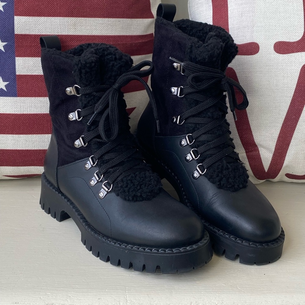 Bootlegger Shearling/Leather Ankle Boots women’s size 38/ 7.5